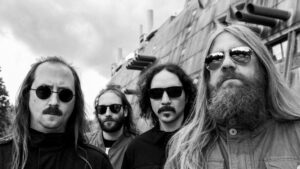 Black and white image of Blood Incantation members.