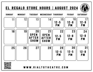 El Regalo Store Hours for August 2024.